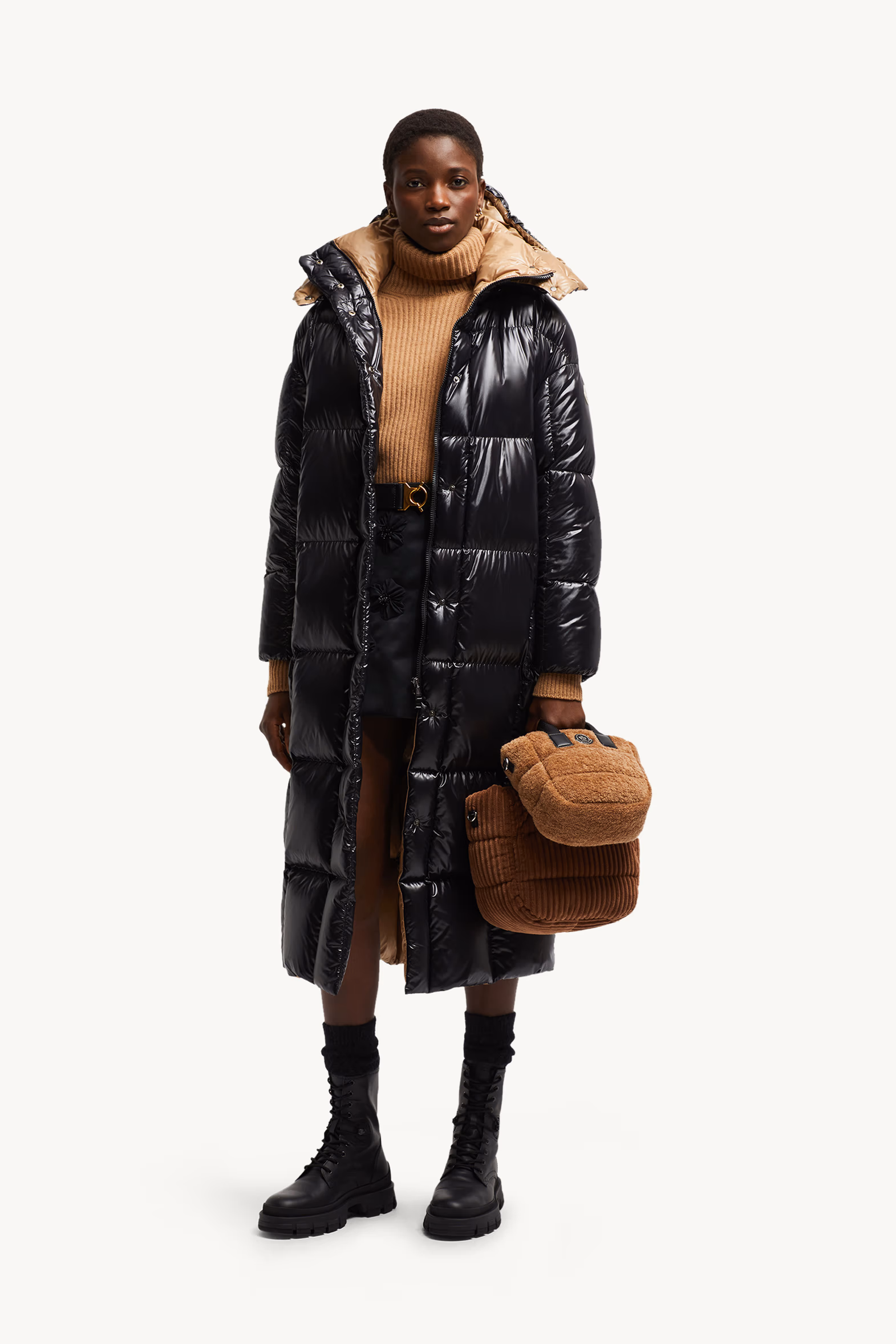 Parnaiba Hooded Long Down Jacket Women Black Moncler 0
